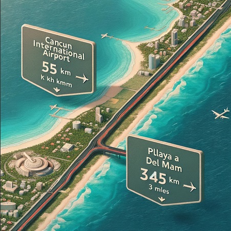 How far is it from Cancun airport to Playa del Carmen